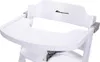 A close-up view of a white Bebeconfort Timba high chair, focusing on the tray and backrest. Produktbild-Vorschau