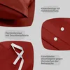 Collage of close-up images showing details of dark red bedding. Voir les images du produit