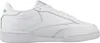 A side view of a white Reebok Club 85 sneaker with green accents. Voir les images du produit