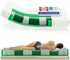 A cutaway view of a mattress showing its internal structure and a person lying on a mattress to demonstrate spinal support. Produktbild-Vorschau