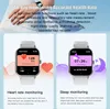 Collage of smartwatch features including heart rate and sleep monitoring. Produktbild-Vorschau