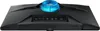 The back of a black computer monitor with various ports and a blue illuminated ring. Produktbild-Vorschau