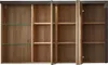 An open cabinet with wooden shelves and glass shelves. Produktbild-Vorschau