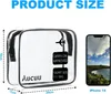 Aucuu Set di 2 borse da bagno trasparenti in PVC da viaggio Anteprima dell’immagine prodotto 2