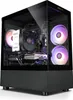 A gaming PC with RGB lighting inside a glass case. Produktbild-Vorschau
