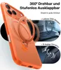A close-up of an orange phone case with a rose gold ring stand, with inset images showing product features. Anteprima dell’immagine prodotto