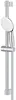 A chrome shower head and rail set against a white background. Produktbild-Vorschau