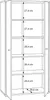 An open cabinet with shelves, showing internal dimensions. Produktbild-Vorschau