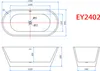 Technical drawing and dimensions of a freestanding bathtub. Produktbild-Vorschau