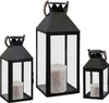 3er Laternen Set Metall Gartenlaterne Windlicht Seilgriff Produktbild-Vorschau 1