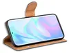 A smartphone in a brown flip case, displayed at an angle against a white background. Produktbild-Vorschau