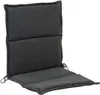 A dark gray chair cushion with ties for securing it to a chair. Produktbild-Vorschau