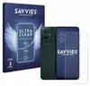 A product shot showing a phone screen protector package, a smartphone, and a screen protector. Produktbild-Vorschau