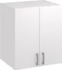A white kitchen wall cabinet with two doors and silver handles. Produktbild-Vorschau