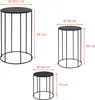 Three black metal plant stands of varying sizes are shown with dimension lines and measurements. Náhľad obrázku produktu