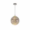 A pendant light with a spherical glass shade filled with small LED lights. Produktbild-Vorschau