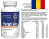 A bottle of Vermixin dietary supplement with nutritional information and Romanian flag. Produktbild-Vorschau