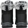 The back view of a pair of black Skechers women's boots with faux fur trim. Voir les images du produit