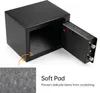 A black safe with its door open, revealing a padded interior. Produktbild-Vorschau