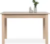 A light wood dining table with two decorative vases on top, set against a white background. Podgląd zdjęcia produktu