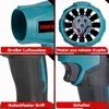 A collage of four close-up images showing different features of a leaf blower. Voir les images du produit