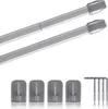 Two silver curtain rods and four adhesive hooks are displayed against a white background. Produktbild-Vorschau