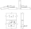 Technical drawings and diagrams of a cabinet hinge, showing installation and dimensions. Produktbild-Vorschau