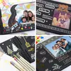 A collage of four images showing different pages of a black scrapbook with metallic pens and photos. Produktbild-Vorschau