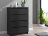 A black dresser with four drawers is shown in a room setting. Produktbild-Vorschau