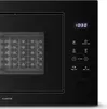 A close-up view of the control panel and door of a black microwave oven. Produktbild-Vorschau