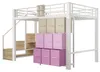 Hochbett 140x200 cm Metall Weiß, platzsparendes Etagenbett Produktbild-Vorschau 9