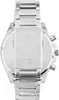 The back of a silver metal watch with a clasp closure. Voir les images du produit