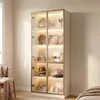 Weißer Vitrinenschrank mit 4 Glastüren 80x36x200cm, Goldene Produktbild-Vorschau 1