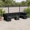 Design 11-tlg. Garten-Sofagarnitur mit Kissen Schwarz Poly Produktbild-Vorschau 1