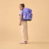 A young girl wearing a backpack and standing against a plain background. Náhľad obrázku produktu