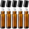 5x Braune Glasflasche 10 ml Roll-On mit schwarzem Produktbild-Vorschau 1