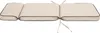 A beige chaise lounge cushion with dark piping and ties, laid out flat on a white background. Produktbild-Vorschau