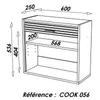 A technical drawing of a white kitchen cabinet with dimensions indicated. Produktbild-Vorschau
