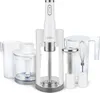 A white stick blender and its accessories are displayed on a white background. Anteprima dell’immagine prodotto