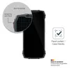 A black smartphone with a protective case and a close-up inset showing a screen protector application. Podgląd zdjęcia produktu