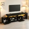 Merax TV-Schrank mit LED, Hochglanz Lowboard mit 3 Schränke Produktbild-Vorschau 4