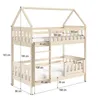 A diagram of a wooden bunk bed with dimensions labeled. Produktbild-Vorschau