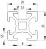 Länge 360mm - Aluminiumprofil schwarz 20x20L B-Typ Nut 6 Produktbild-Vorschau 2