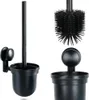 A black toilet brush and holder set displayed against a white background. Anteprima dell’immagine prodotto