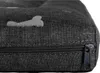 A close-up view of a dark gray dog bed with a zipper and a bone pattern. Náhled obrázku produktu