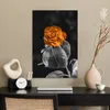 MuchoWow® Poster Blumen - Rosen - Orange - Schwarz - Weiß Produktbild-Vorschau 3