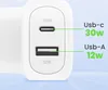 Close-up of a white Belkin wall charger with two ports. Anteprima dell’immagine prodotto