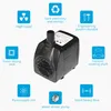 A product image of a mini submersible water pump surrounded by icons and text describing its features. Náhled obrázku produktu