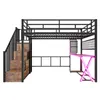 Flieks Etagenbett 140x200cm mit Schreibtisch und LED, Produktbild-Vorschau 7