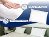 A collage of images showing pillows, with text overlays highlighting features and material. Produktbild-Vorschau